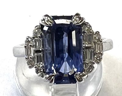 Bague DE Style Art Deco EN OR Blanc Saphir DE Ceylan ET Saph…