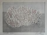 a picture of a drawing of a cloud made of newspaper