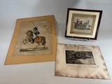 two framed pictures of a man on a horse and a picture of a man on a horse