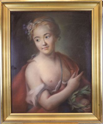 une peinture à l'huile représentant une femme tenant un bébé dans ses bras