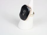 sterling silver ring with black agate and black onyx
