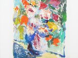 une image d'une peinture de fleurs dans un vase sur une table