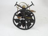 a picture of a clock made out of metal and wood