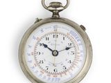 une montre de poche en argent avec un cadran blanc sur fond blanc