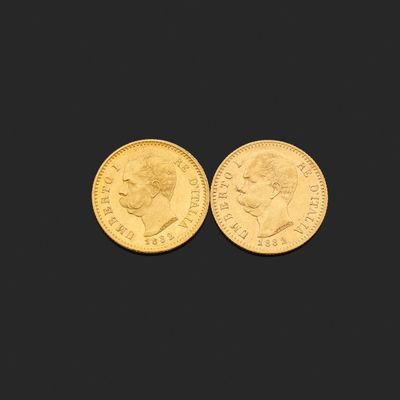 deux souverains d'or, dont l'un représente la tête d'un homme et l'autre celle d'une femme