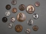 a lot of coins that are on the table