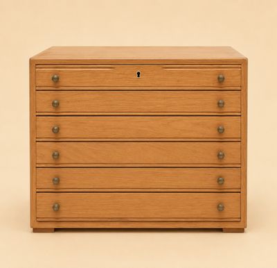 une commode en bois comportant quatre tiroirs de chaque côté