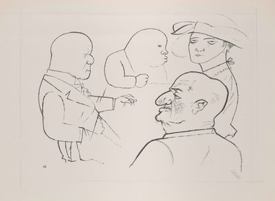 drawing of a drawing of a man and a woman talking to each other