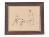 drawing of a man and a woman sitting in a chair