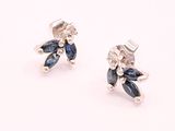 pair of sapphire and diamond earrings on a white background