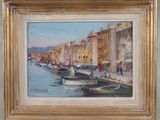 une image d'une peinture de bateaux sur l'eau
