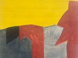 une image représentant un tableau d'un cheval avec un ciel jaune en arrière-plan