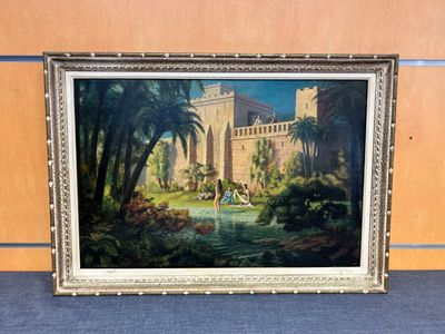 une image représentant un tableau d'un château dans un parc