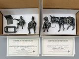 two boxes with figurines of different types in them