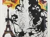 an image of a poster for paris with the eiffel tower in the background