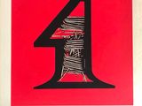 an image of a red and black number four on a white background