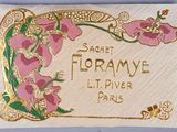 a close up of a small card with flowers on it
