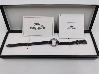 Longchamp - Bracelet argent et cuir dans sa boite - lg 20 cm