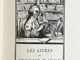 illustration of a man reading a book in front of a bookshelf