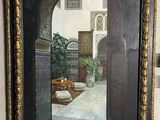 tableau représentant une porte donnant sur une cour où se trouve une plante en pot