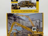 a picture of a yellow construction vehicle and a box of construction equipment