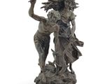 une image représentant une statue d'un homme et d'une femme sur un rocher