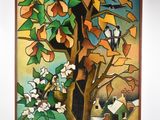 painting of a painting of a tree with a bird perched on it