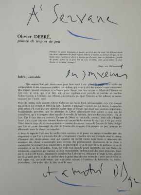 LAMARCHE-VADEL (Bernard). Olivier Debré. Quatre tableaux. Ca…