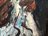 a painting of a woman holding a violin in her hands