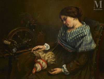 tableau représentant une femme assise sur une chaise, une poupée sur les genoux