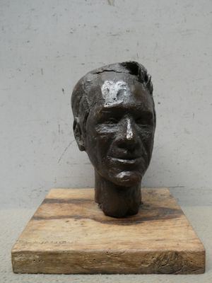 DURANTON D. - XXIe - "Tête d'homme" - bronze patiné signé, t…