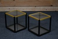 Paire de tables basses ou bouts de canapé en alu laqué noir …