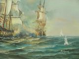 two ships in the water with sails in the air
