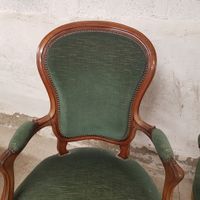 Paire de fauteuils en acajou, garnis de velours vert - Style… (photo 2)