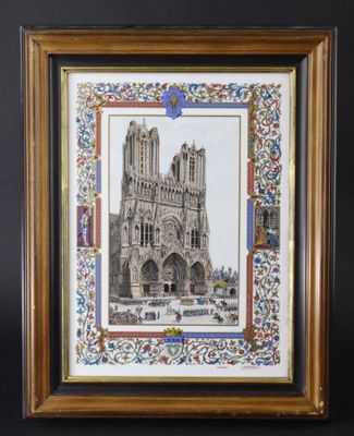 Jean GRADASSI (1907-1989): "Cathédrale de Reims", plaques de… - Photo 1
