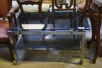 Table basse vintage - années 70 - chrome et verre fumé - H :…