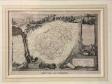 an old map of france in a frame with a map of the country