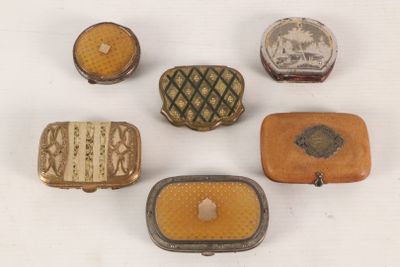many different types of boxes that are on a white surface