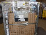 a cart with a lot of boxes on it in a warehouse