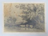 une photo d'un dessin représentant des vaches dans l'eau