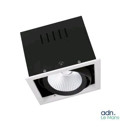an image of a white downlight with a black cover