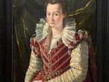 portrait of a lady in a red dress by an unknown artist