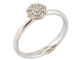a close up of a diamond ring on a white background