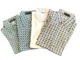 three men ' s shirts in different patterns on a white background