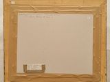 an image of a painting on an easel with a piece of paper taped to it