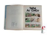 an open book with a picture of a dog and a comic strip on it