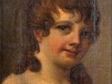 an oil painting of a young girl in a green dress