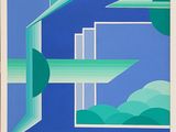 an image of a painting of a blue and green abstract landscape