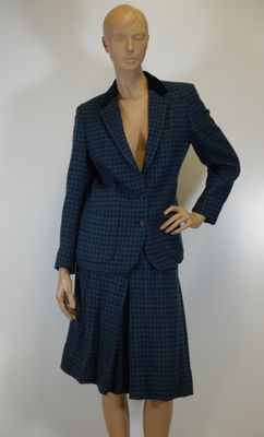 BURBERRY ENSEMBLE en laine à décor de carreaux bleu marine s…