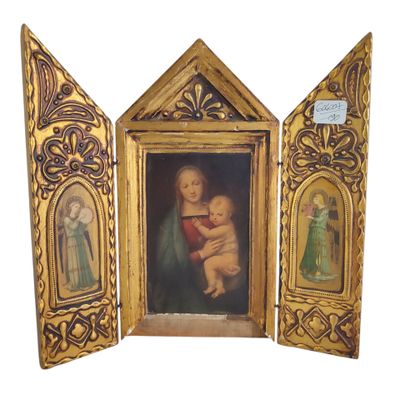 an image of a painting of a woman holding a baby in a gold frame